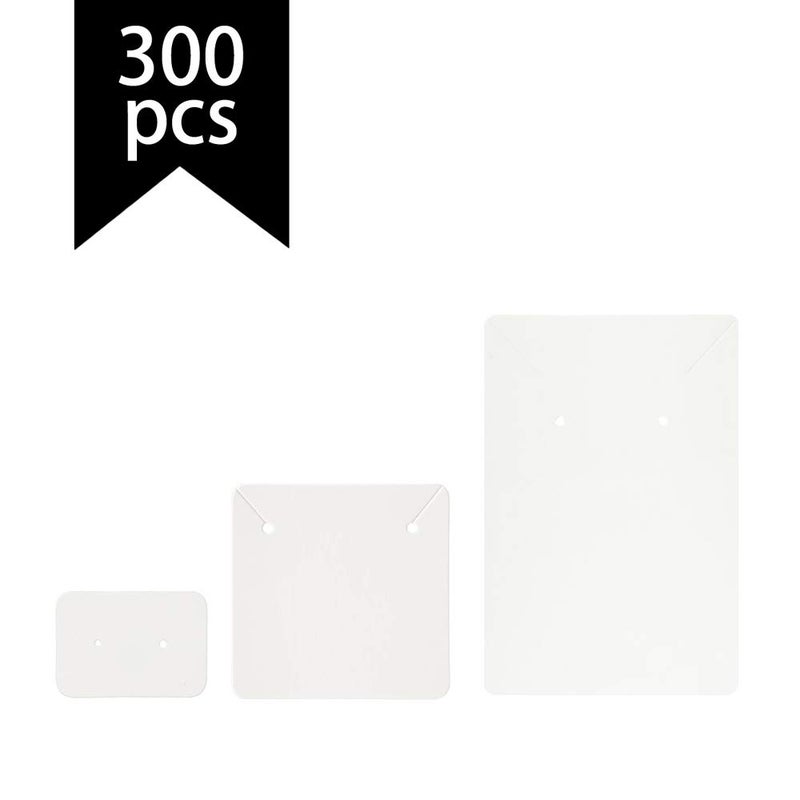 Calculs Jewelry Cards for Necklace and Earrings Display Bracelet Card Holder, Multi-Size Blank Paper Tags for DIY Ear Studs and Necklace | 300 Pcs/Set White - Image 2